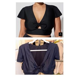 Torrid Black Wireless Flutter Sleeve Bikini Top. NWOT. Size 3